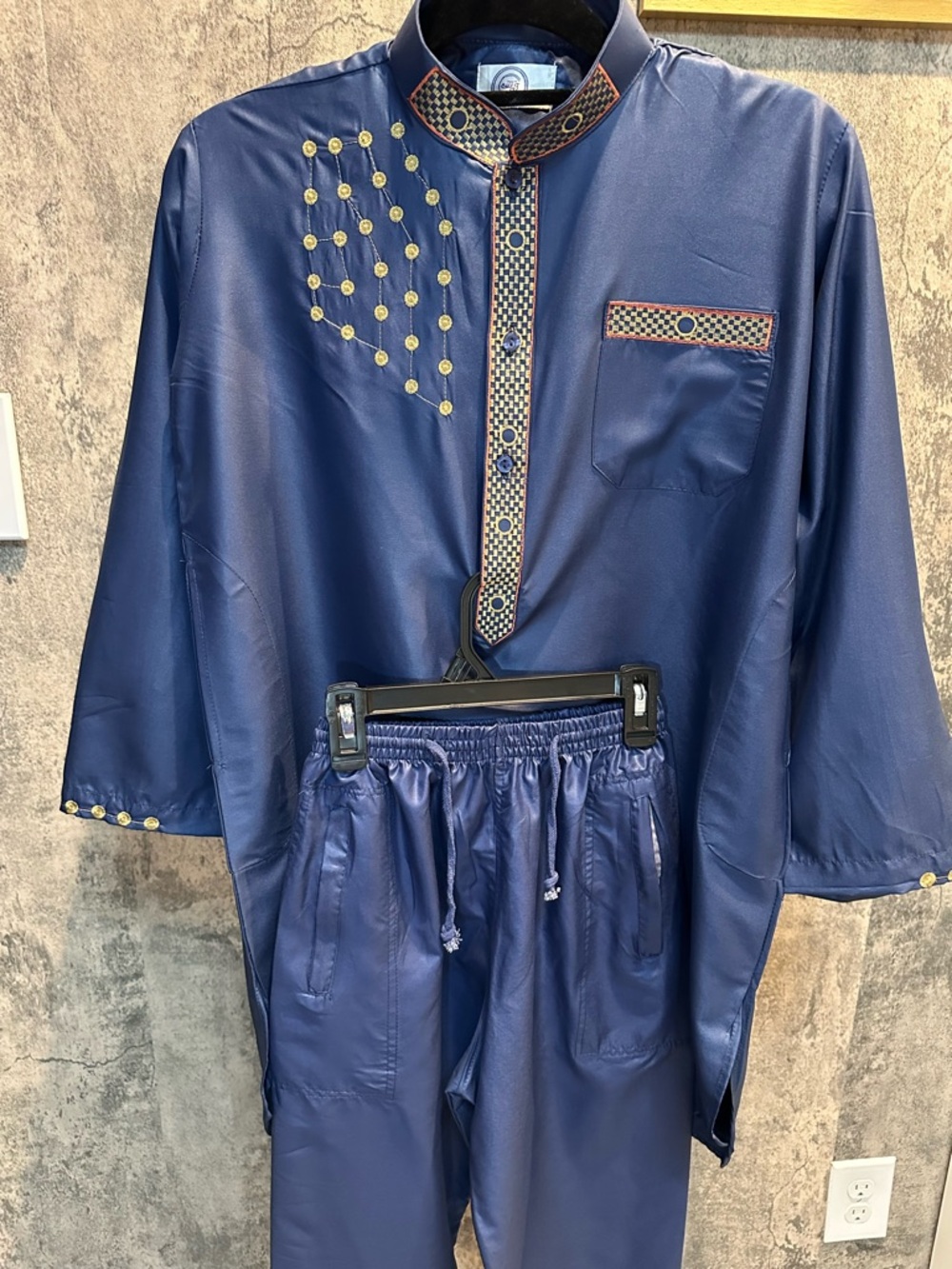 Boys Navy Blue Focha Embroidered Sallwar Kameez